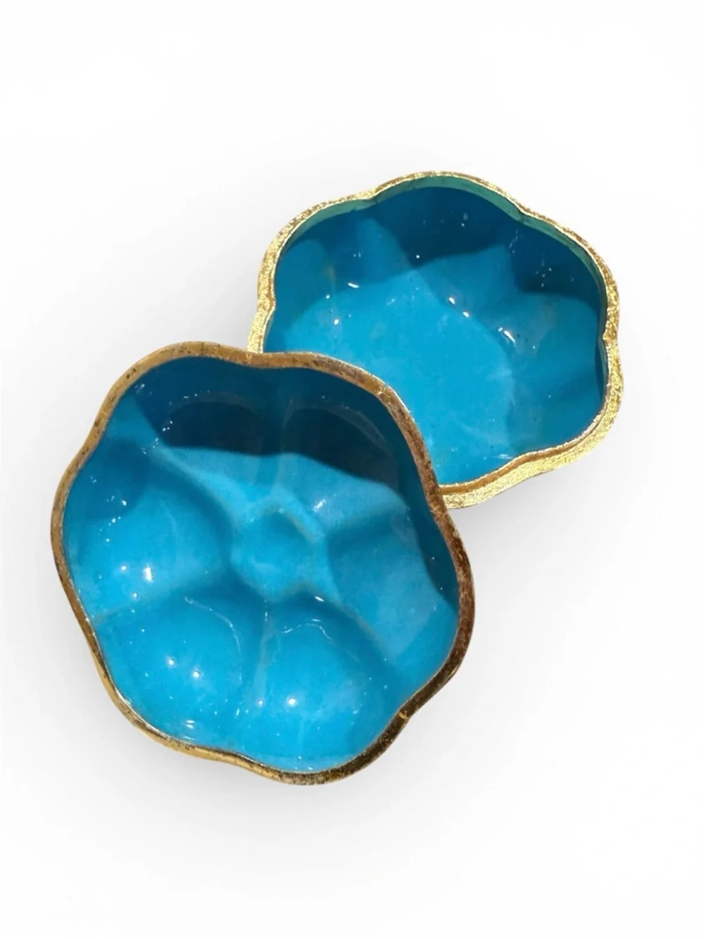 Vintage Cloisonné Enamel Trinket Box Floral Blue Jewelry Box Asian Decor